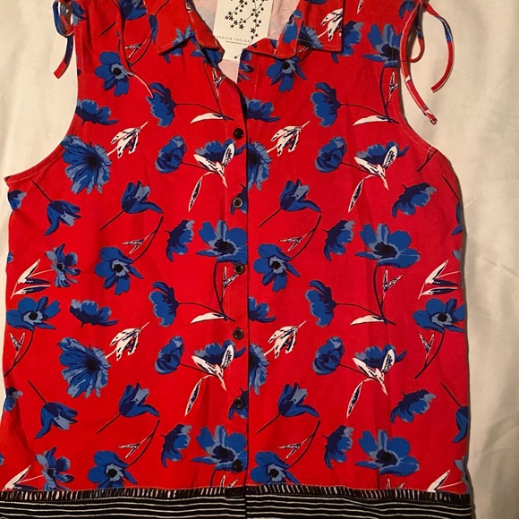 Carolyn Taylor Sleeveless Button Top w/ShoulderTie - Picture 7 of 10